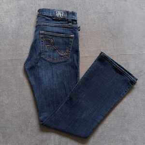 Rock & Republic Kasandra Jeans Womens 8M Blue Excellent Rhinestone Logo Denim